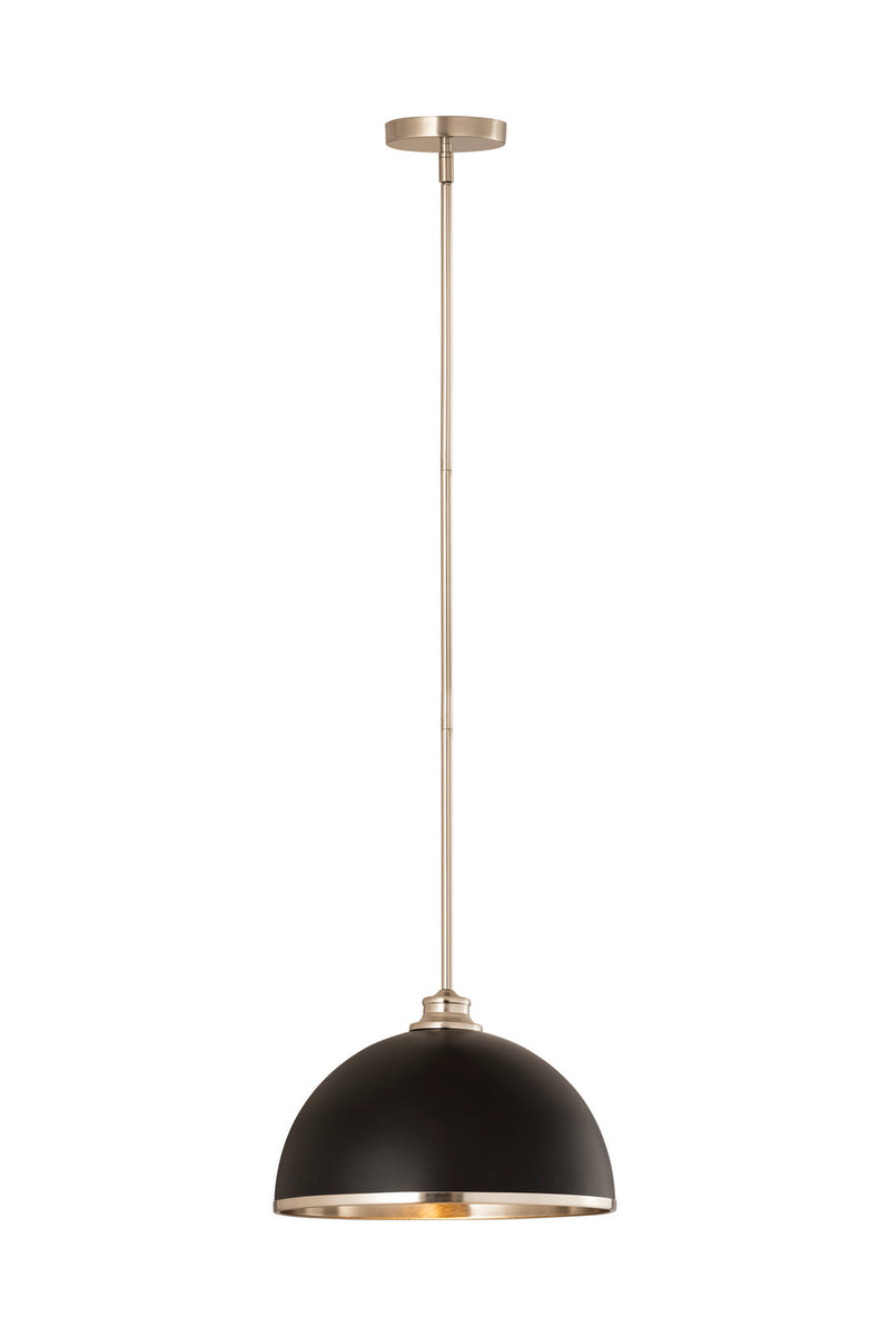 Z-Lite 1004P14-MB-BN One Light Pendant, Matte Black + Brushed Nickel