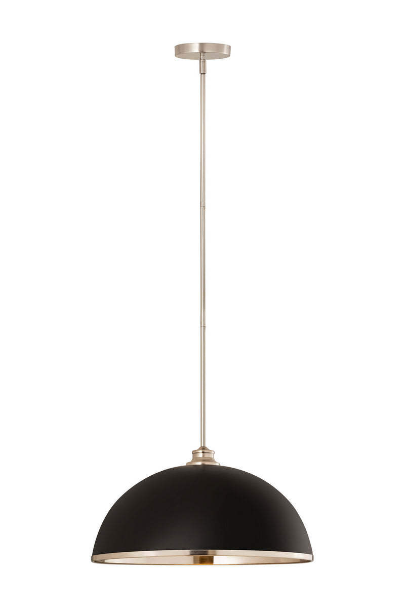 Z-Lite 1004P20-MB-BN One Light Pendant, Matte Black + Brushed Nickel