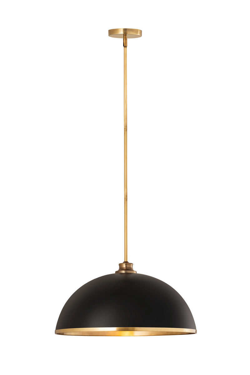 Z-Lite 1004P20-MB-RB One Light Pendant, Matte Black + Rubbed Brass
