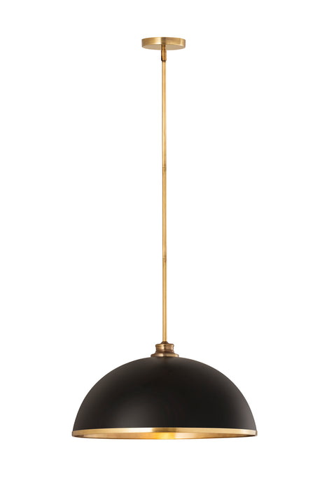 Z-Lite 1004P20-MB-RB One Light Pendant, Matte Black + Rubbed Brass