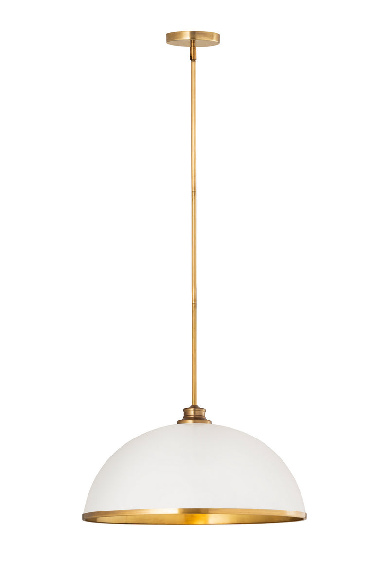 Z-Lite 1004P20-MW-RB One Light Pendant, Matte White + Rubbed Brass