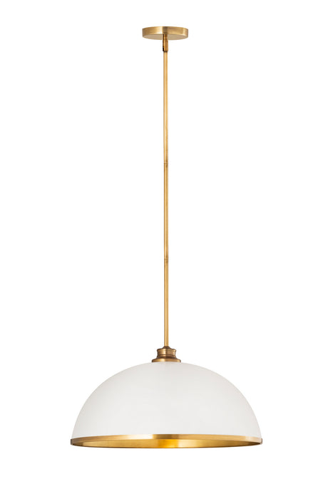 Z-Lite 1004P20-MW-RB One Light Pendant, Matte White + Rubbed Brass