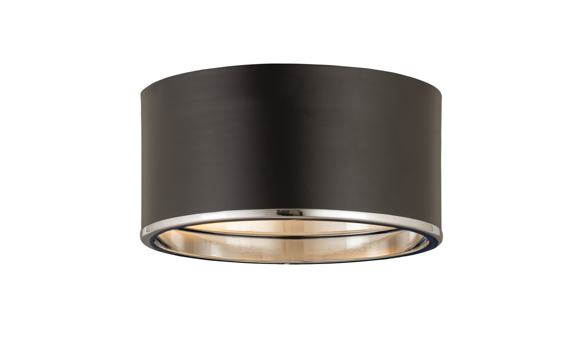 Z-Lite 2303F2-MB-CH Two Light Flush Mount, Matte Black + Chrome