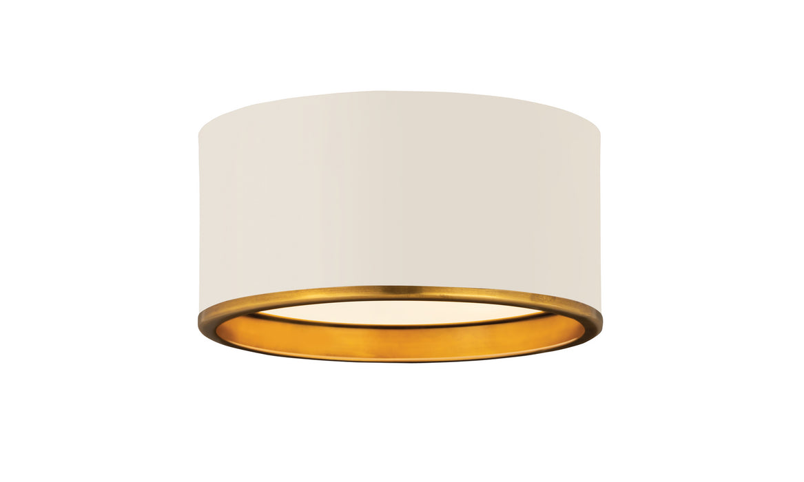 Z-Lite 2303F2-MW-RB Two Light Flush Mount, Matte White + Rubbed Brass