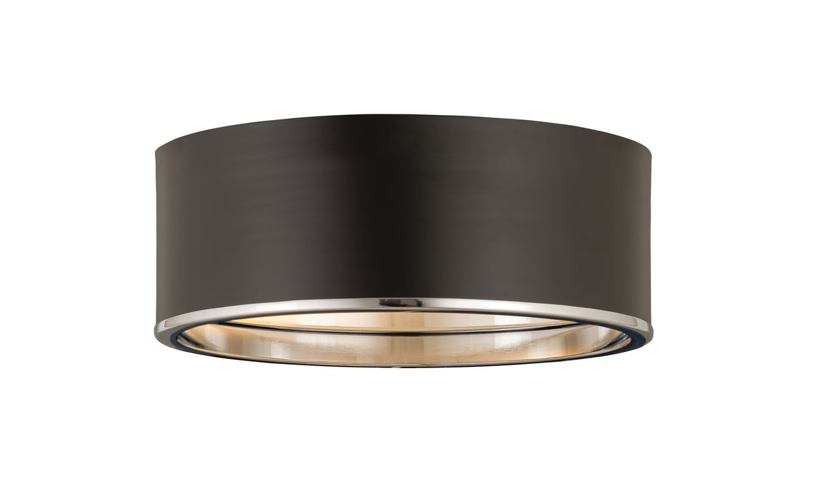 Z-Lite 2303F3-MB-CH Three Light Flush Mount, Matte Black + Chrome