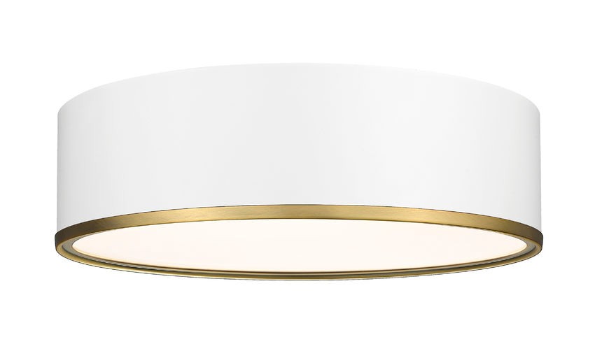 Z-Lite 2303F4-MW-RB Four Light Flush Mount, Matte White + Rubbed Brass