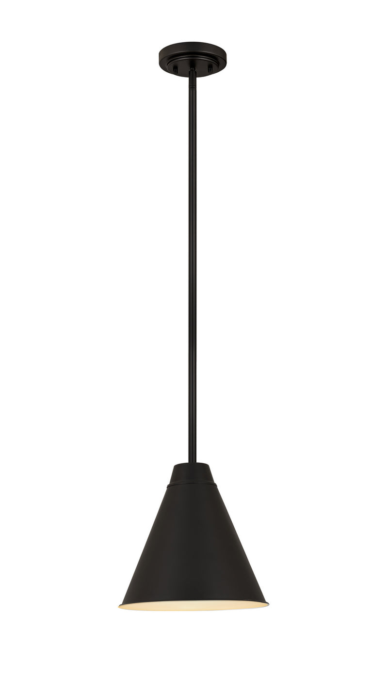Z-Lite 6011P12-MB One Light Pendant, Matte Black