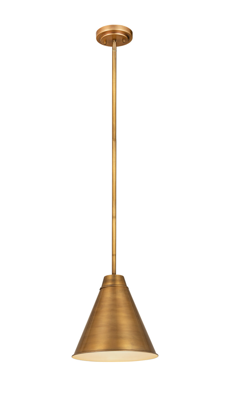 Z-Lite 6011P12-RB One Light Pendant, Rubbed Brass