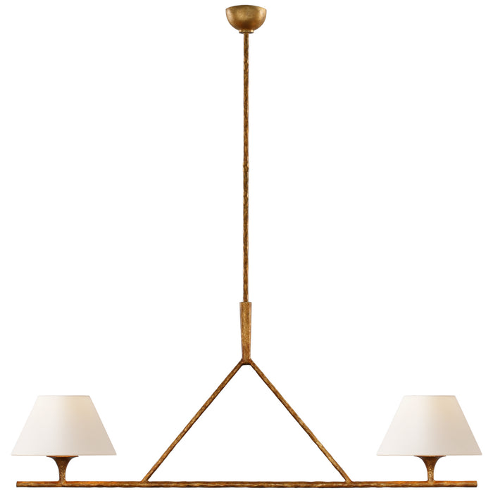 Visual Comfort Signature S 5405GI-L Two Light Linear Chandelier, Gilded Iron