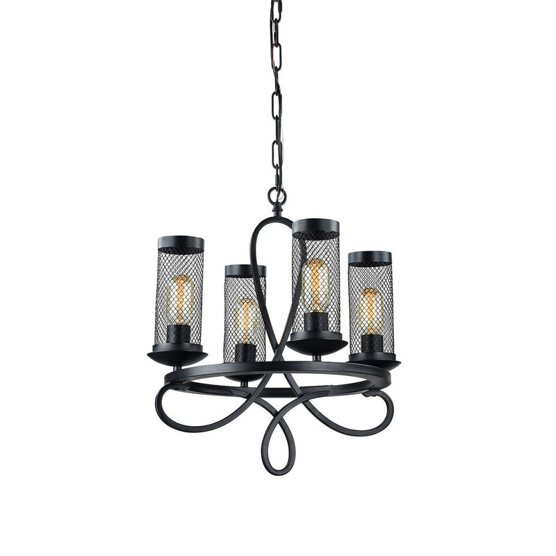 Zeev Lighting CD10110-4-RCBK Four Light Chandelier, Rustic Black