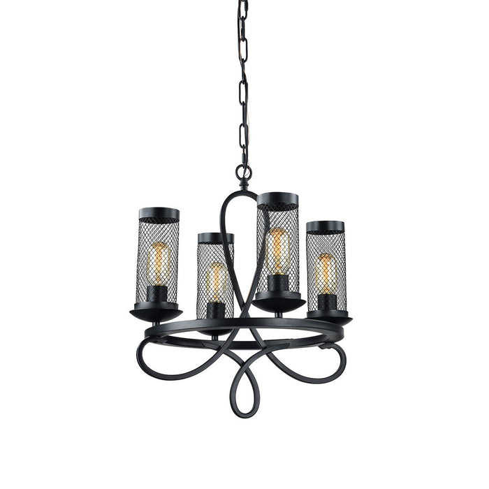 Zeev Lighting CD10110-4-RCBK Four Light Chandelier, Rustic Black