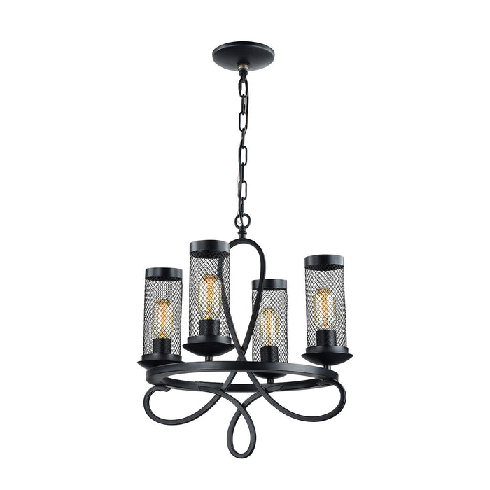 Zeev Lighting CD10110-4-RCBK Four Light Chandelier, Rustic Black