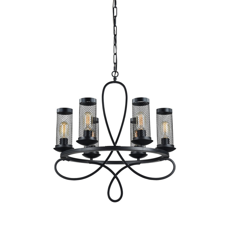 Zeev Lighting CD10111-6-RCBK Six Light Chandelier, Rustic Black