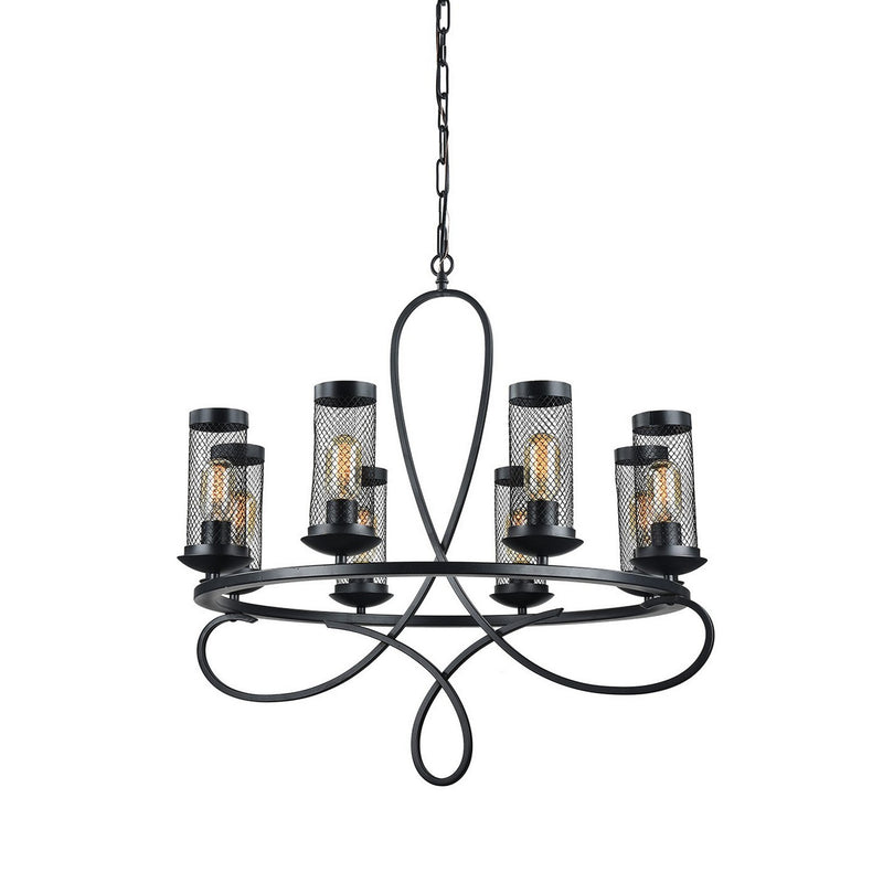 Zeev Lighting CD10112-8-RCBK Eight Light Chandelier, Rustic Black