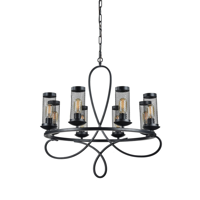 Zeev Lighting CD10112-8-RCBK Eight Light Chandelier, Rustic Black