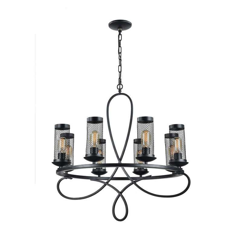 Zeev Lighting CD10112-8-RCBK Eight Light Chandelier, Rustic Black