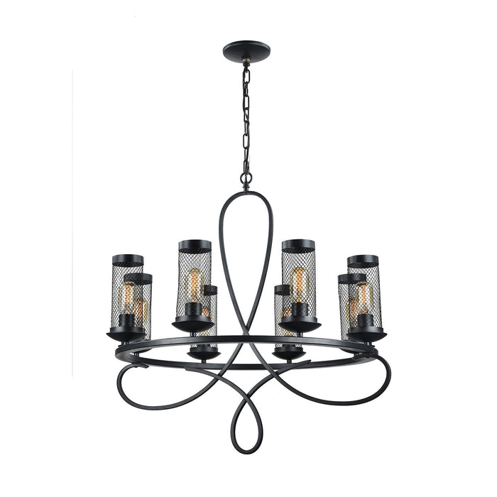 Zeev Lighting CD10112-8-RCBK Eight Light Chandelier, Rustic Black