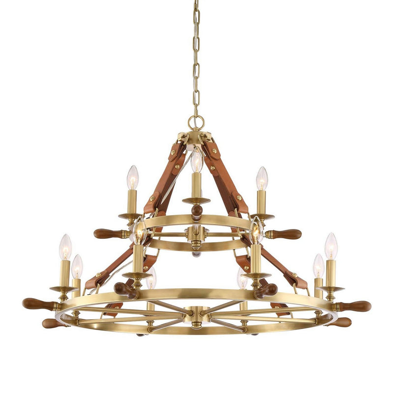 Zeev Lighting CD10162-12-AGB 12 Light Chandelier, Aged Brass