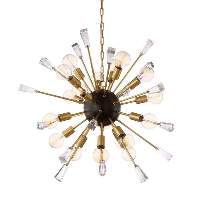Zeev Lighting CD10164-18-AGB+MBK 18 Light Chandelier, Aged Brass
