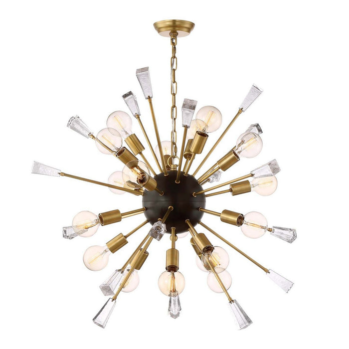 Zeev Lighting CD10164-18-AGB+MBK 18 Light Chandelier, Aged Brass