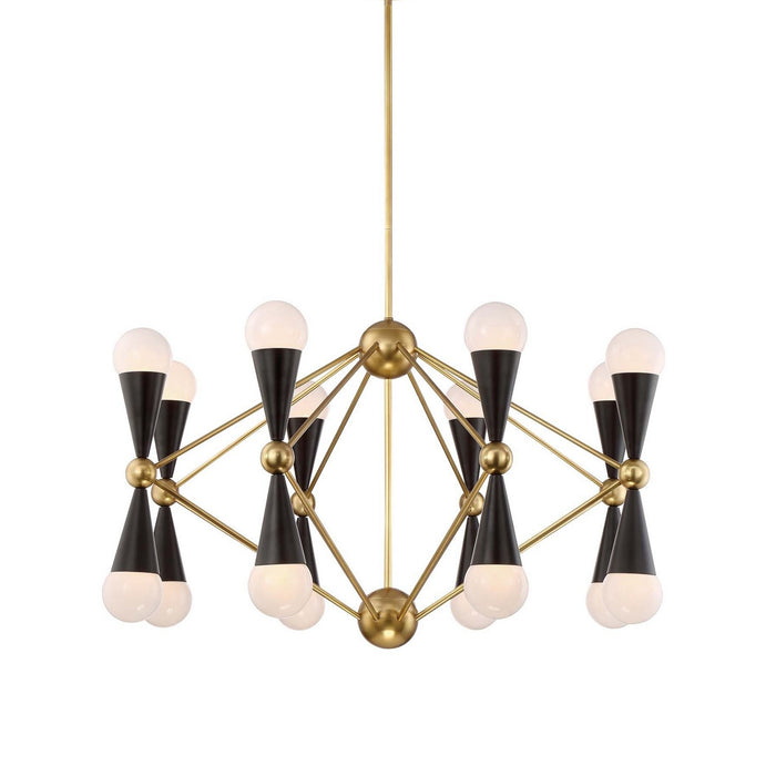 Zeev Lighting CD10170-16-AGB+MBK 16 Light Chandelier, Aged Brass