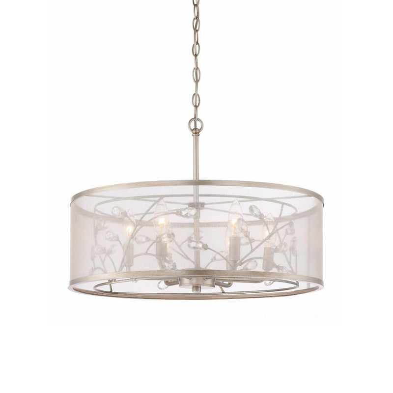 Zeev Lighting CD10201-6-BNS Six Light Chandelier, Burnished Silver