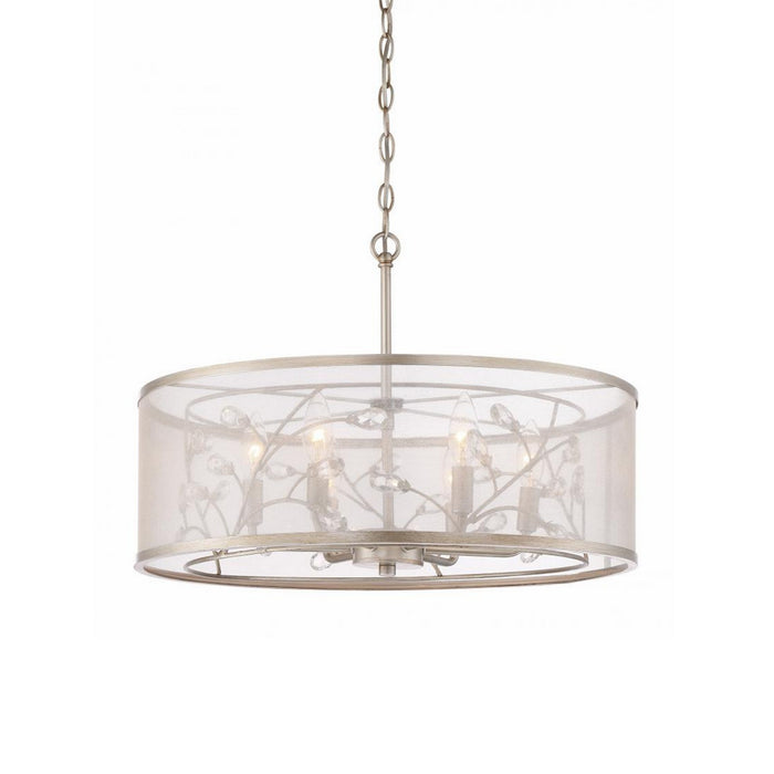 Zeev Lighting CD10201-6-BNS Six Light Chandelier, Burnished Silver