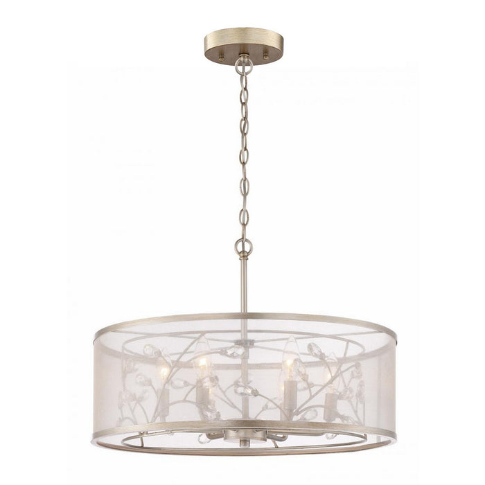 Zeev Lighting CD10201-6-BNS Six Light Chandelier, Burnished Silver