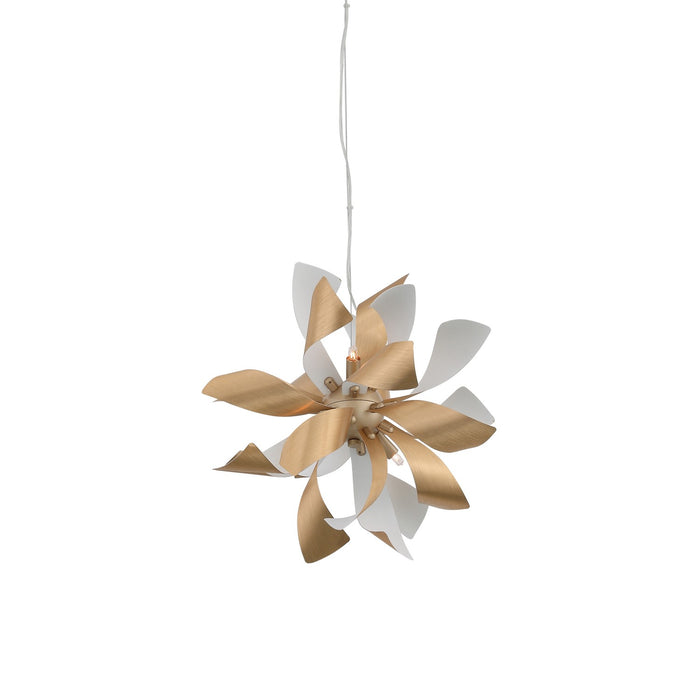 Zeev Lighting P30086-6-BB+MW Six Light Pendant, Brushed Brass w/Matte White