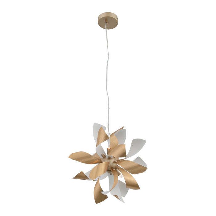 Zeev Lighting P30086-6-BB+MW Six Light Pendant, Brushed Brass w/Matte White