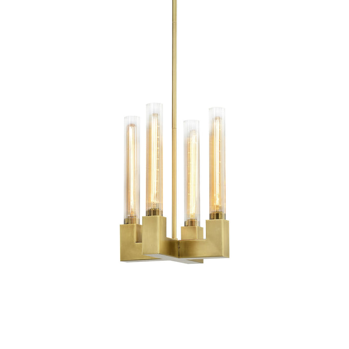 Zeev Lighting P30099-4-AGB Four Light Pendant, Aged Brass