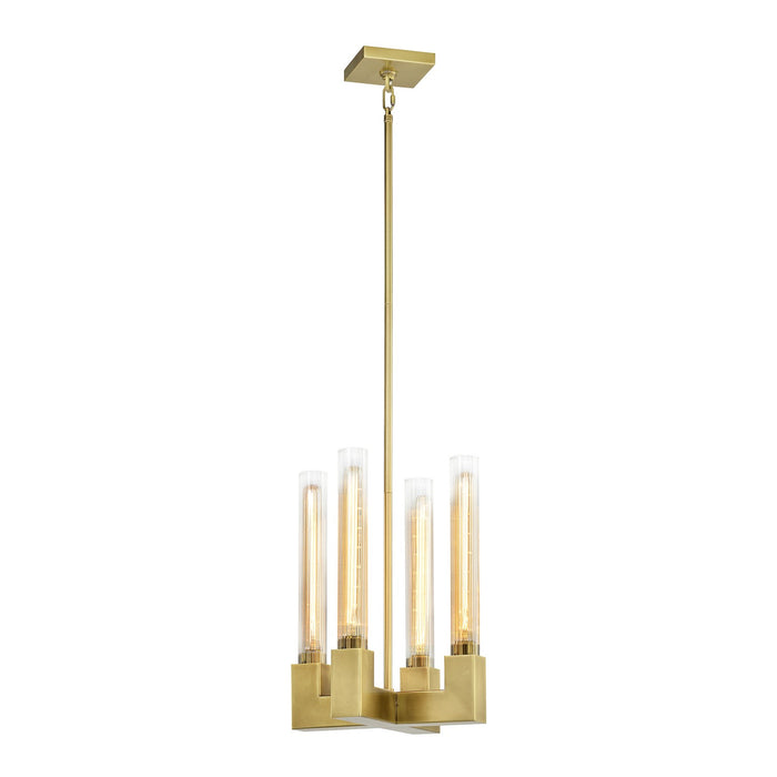 Zeev Lighting P30099-4-AGB Four Light Pendant, Aged Brass