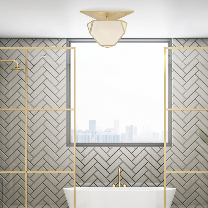 Zeev Lighting SF50010-3-AGB Three Light Semi Flush Mount, Aged Brass