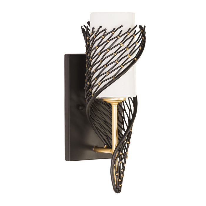 Varaluz 240K01MBFG One Light Wall Sconce, Matte Black/French Gold