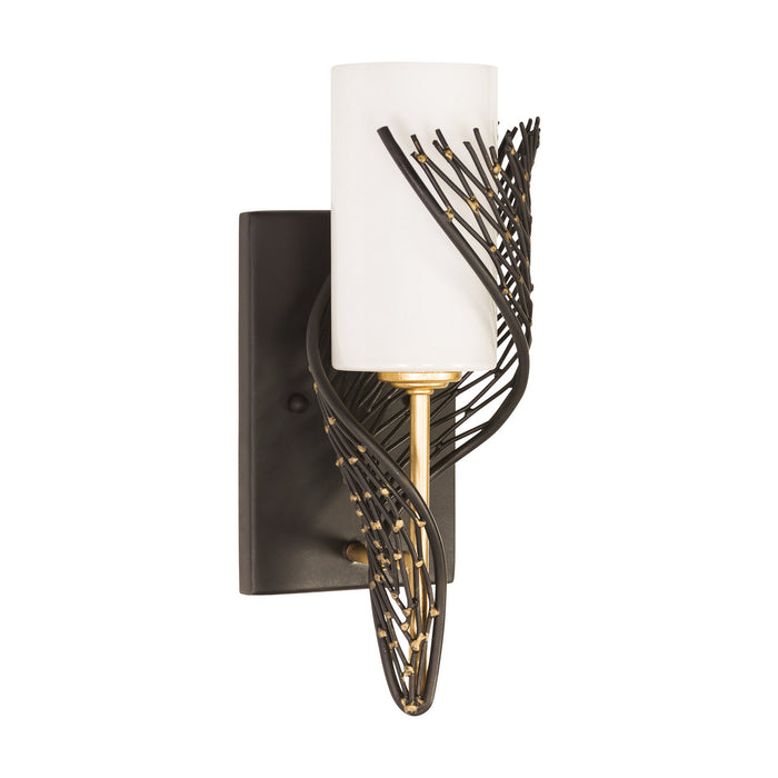 Varaluz 240K01RMBFG One Light Wall Sconce, Matte Black/French Gold