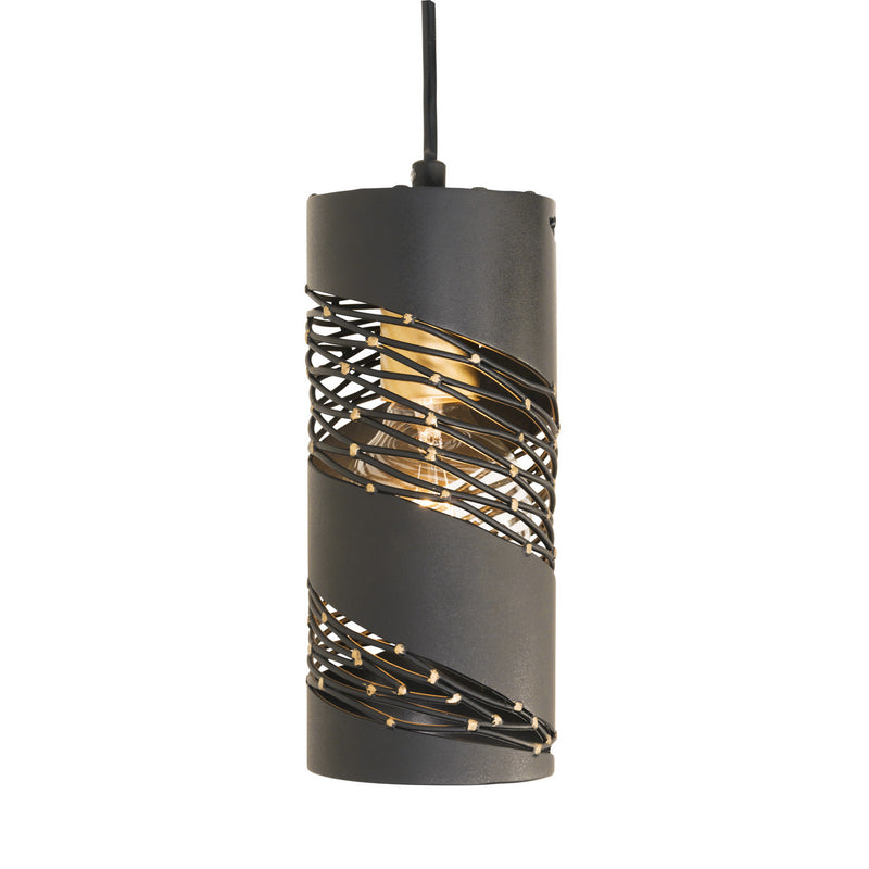 Varaluz 240M01MBFG One Light Mini Pendant, Matte Black/French Gold