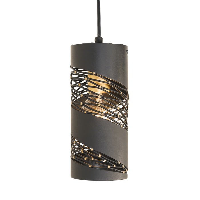Varaluz 240M01MBFG One Light Mini Pendant, Matte Black/French Gold