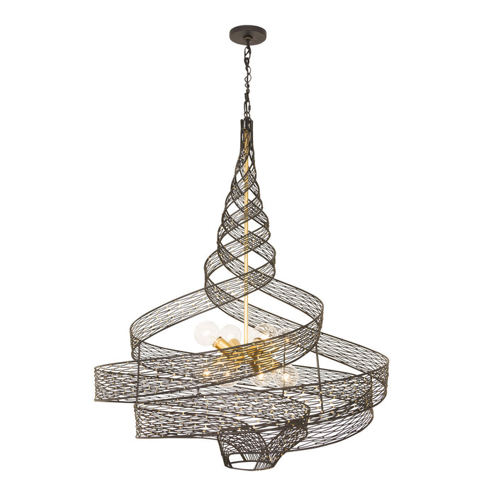 Varaluz 240P08MBFG Eight Light Pendant, Matte Black/French Gold