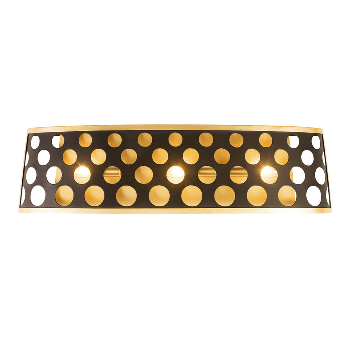 Varaluz 346B03MBFG Three Light Bath, Matte Black/French Gold