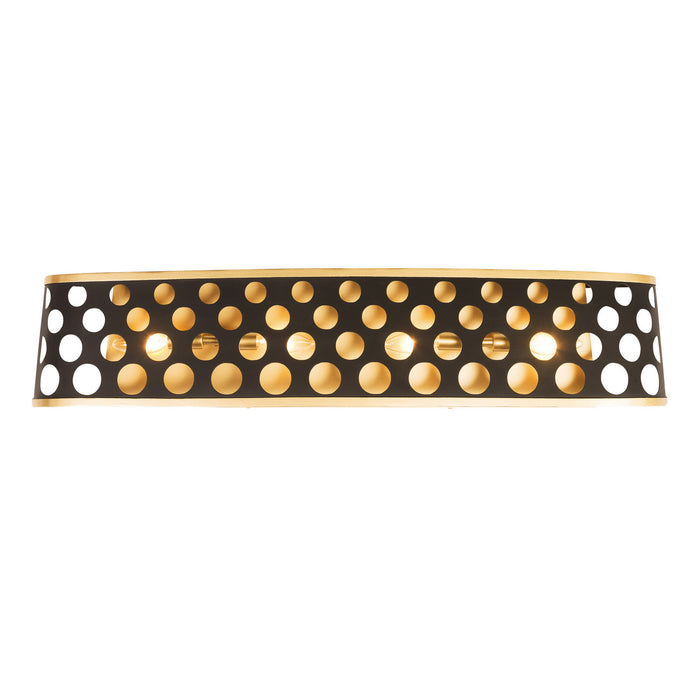 Varaluz 346B04MBFG Four Light Bath, Matte Black/French Gold