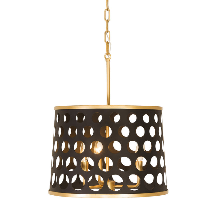 Varaluz 346P03MBFG Three Light Pendant/Semi-Flush Mount, Matte Black/French Gold