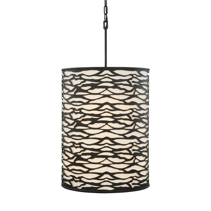 Varaluz 348F06CB Six Light Pendant, Carbon Black