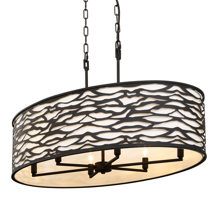Varaluz 348N06CB Six Light Pendant, Carbon Black