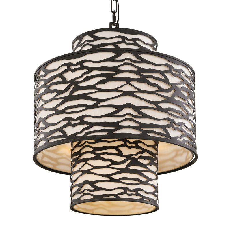 Varaluz 348P04CB Four Light Pendant, Carbon Black