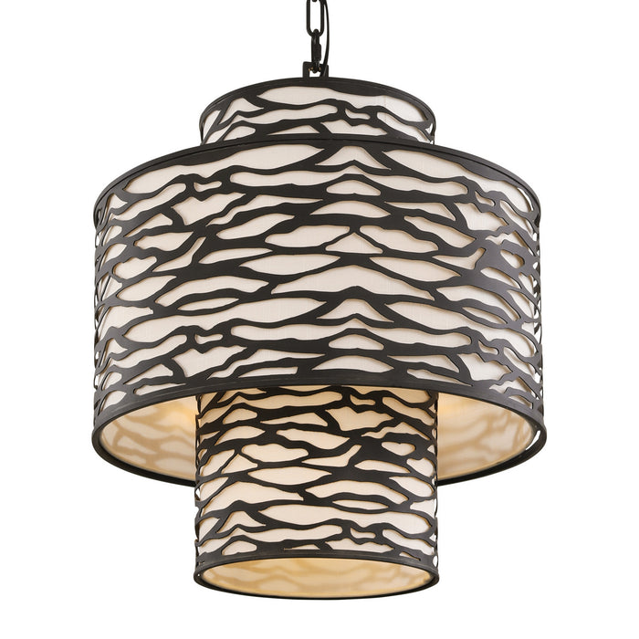 Varaluz 348P04CB Four Light Pendant, Carbon Black
