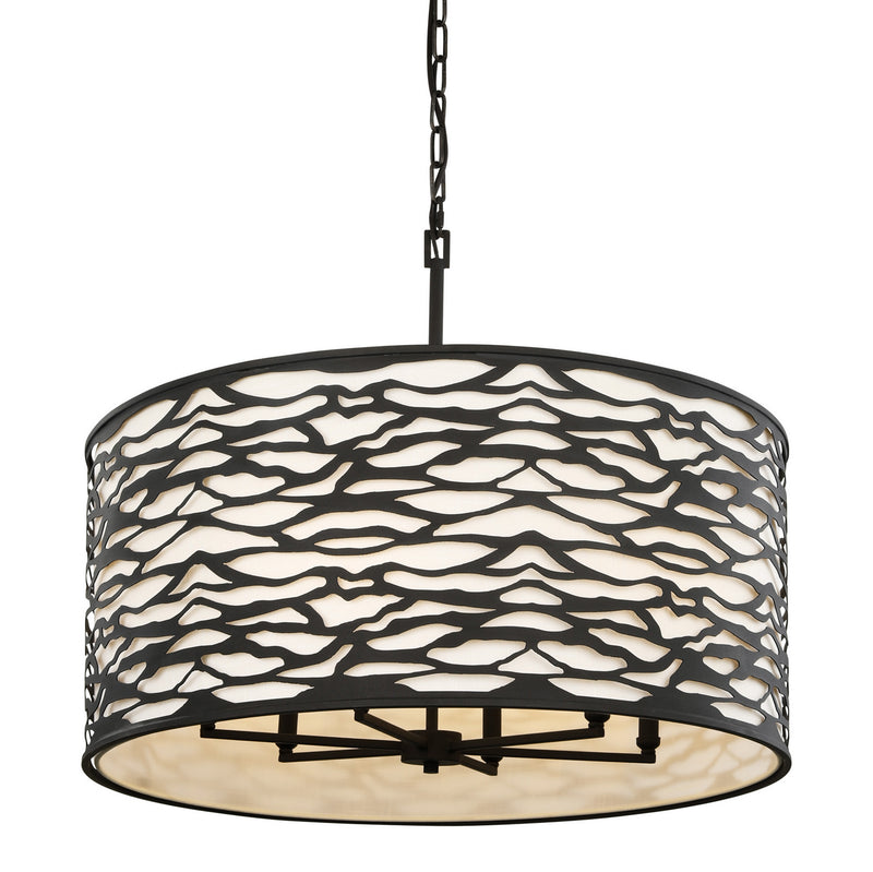 Varaluz 348P06CB Six Light Pendant, Carbon Black