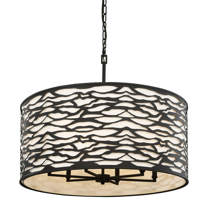 Varaluz 348P06CB Six Light Pendant, Carbon Black