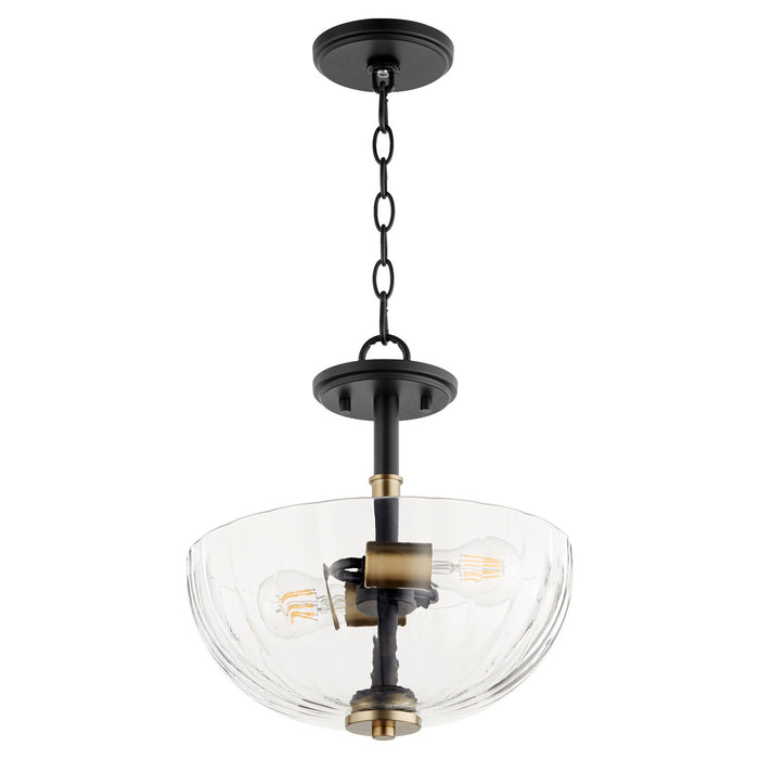 Quorum 210-6980 Two Light Dual Mount, Textured Black w/ Aged Brass