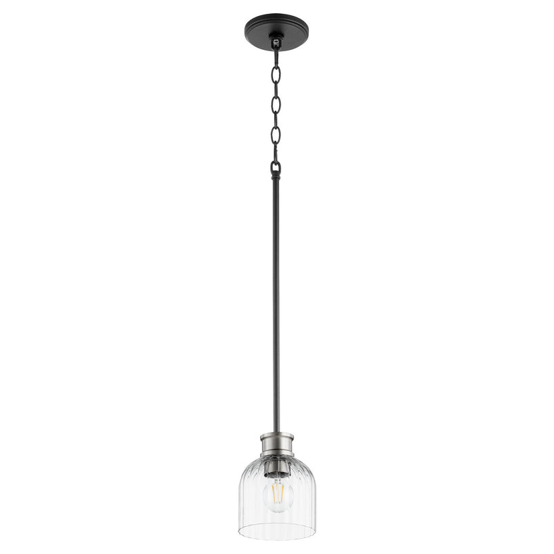 Quorum 310-6965 One Light Pendant, Textured Black w/ Satin Nickel