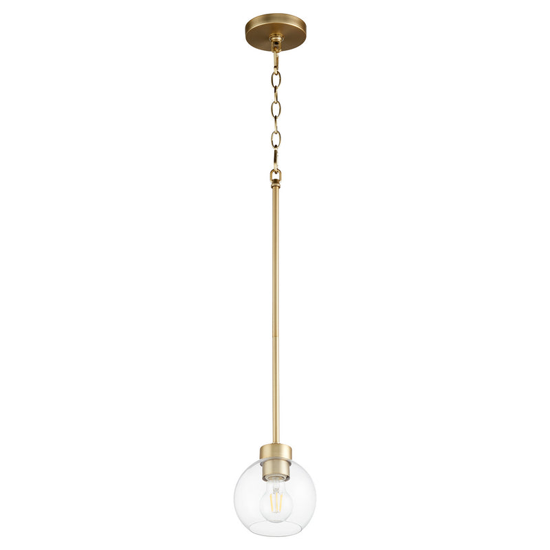 Quorum 3317-80 One Light Pendant, Aged Brass